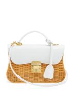 Mark Cross Dorothy Wicker And Leather Shoulder Bag
