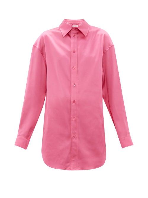 Matchesfashion.com Balenciaga - Longline Satin Shirt - Womens - Pink