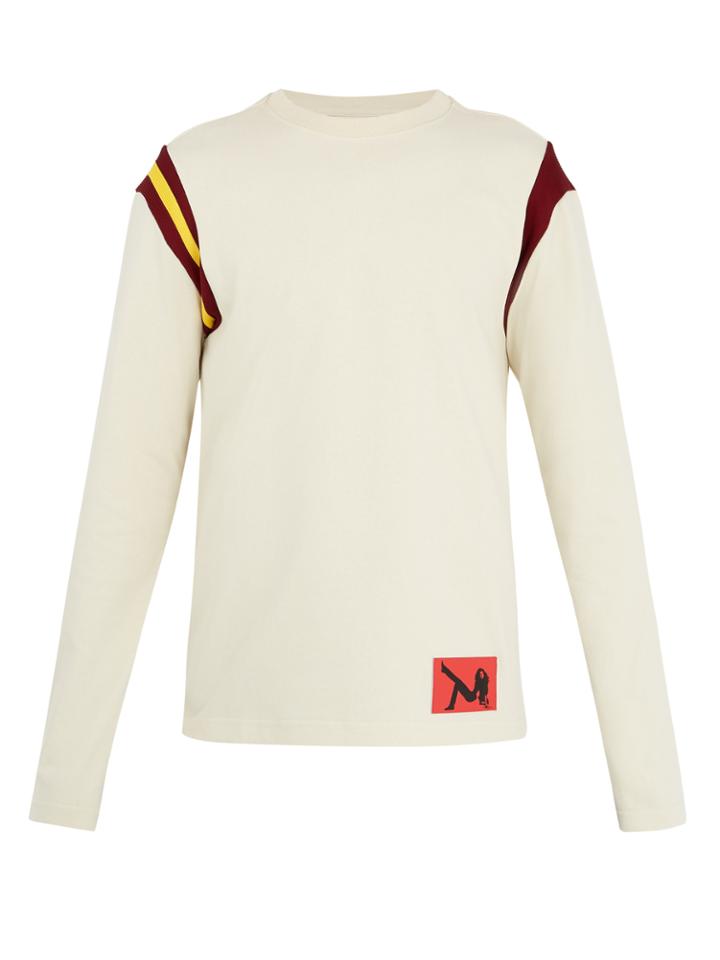 Calvin Klein 205w39nyc Contrast-insert Long-sleeved Cotton T-shirt