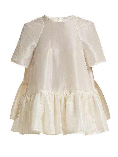 Matchesfashion.com Cecilie Bahnsen - Susie Ruffled Hem Taffeta Top - Womens - Ivory