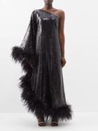 Taller Marmo - Disco One-shoulder Sequinned-jersey Gown - Womens - Black