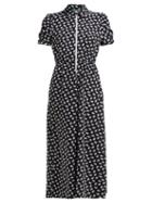 Matchesfashion.com Alexachung - Zip Through Floral Print Crepe Dress - Womens - Black White