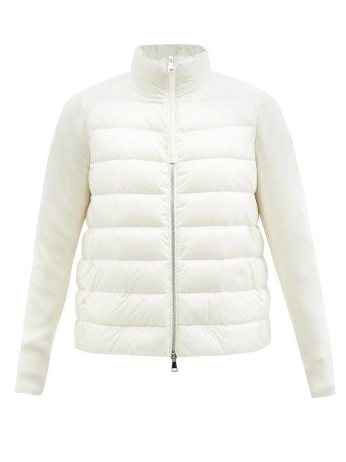 Moncler - High-neck Knit-sleeve Padded Jacket - Womens - White
