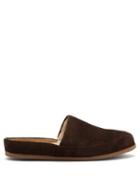 Matchesfashion.com Mulo - Shearling-lined Cotton-corduroy Slippers - Mens - Dark Brown