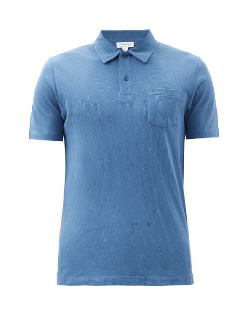 Matchesfashion.com Sunspel - Riviera Chest-pocket Cotton-piqu Polo Shirt - Mens - Dark Blue