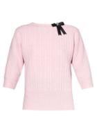 Matchesfashion.com Erdem - Avice Crystal-bow Cable-knit Sweater - Womens - Light Pink