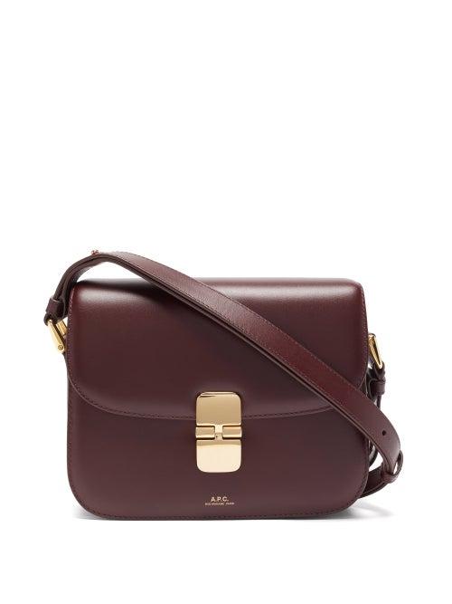 Ladies Bags A.p.c. - Grace Large Smooth-leather Cross-body Bag - Womens - Burgundy