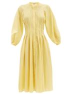 Matchesfashion.com Three Graces London - Valeraine Balloon-sleeved Cotton-gauze Shirt Dress - Womens - Yellow