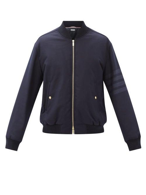 Matchesfashion.com Thom Browne - Four Bar-stripe Wool-blend Bomber Jacket - Mens - Navy