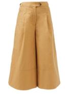 Zimmermann - Postcard Pleated Cotton-twill Wide-leg Culottes - Womens - Brown