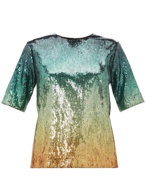 Matchesfashion.com Mary Katrantzou - Roy Dgrad Sequinned Top - Womens - Green Multi