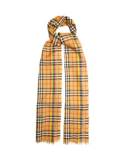 Matchesfashion.com Burberry - Rainbow Striped Vintage Check Scarf - Womens - Beige