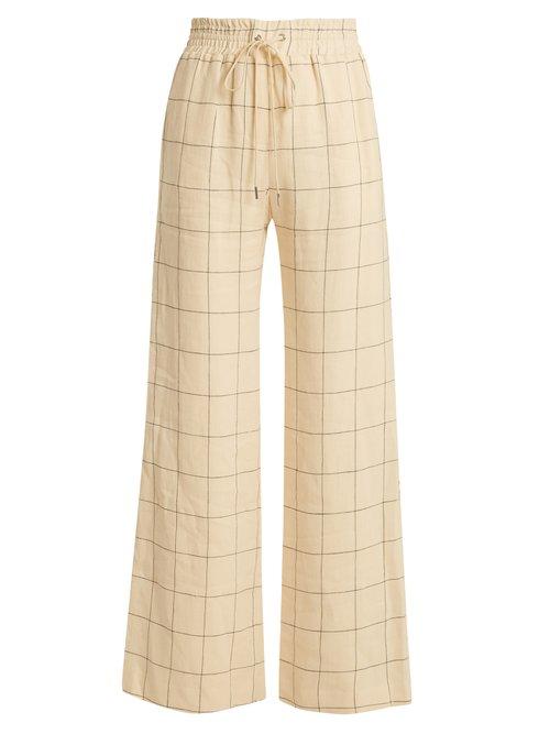 Matchesfashion.com Zimmermann - Stranded Threadbare Wide Leg Linen Trousers - Womens - Cream Print