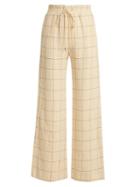Matchesfashion.com Zimmermann - Stranded Threadbare Wide Leg Linen Trousers - Womens - Cream Print