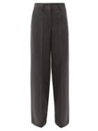 Matchesfashion.com Lemaire - High-rise Wide-leg Twill Trousers - Womens - Dark Grey