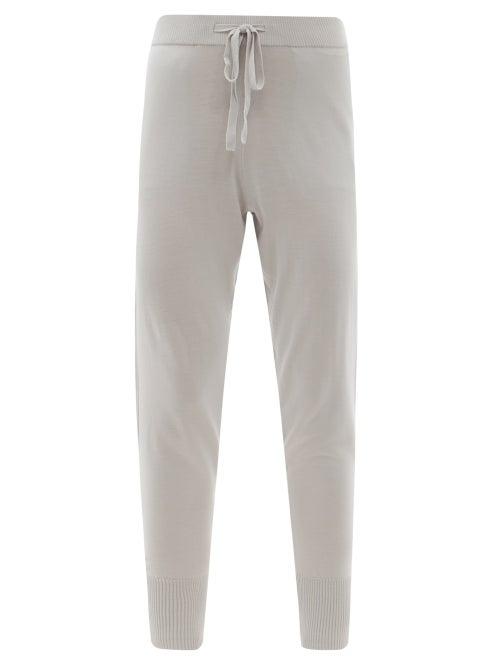 Matchesfashion.com Falke - Drawstring High-rise Virgin-wool Track Pants - Womens - Light Grey