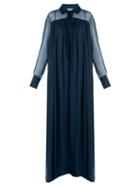 Matchesfashion.com By. Bonnie Young - Long Sleeved Silk Chiffon Gown - Womens - Mid Blue