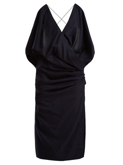 Matchesfashion.com Jacquemus - Sao Draped Wool Dress - Womens - Navy