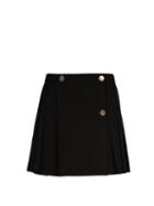 Bottega Veneta - Pleated Gabardine Mini Skirt - Womens - Black