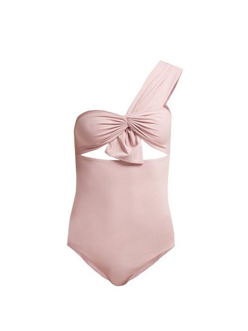 Matchesfashion.com Marysia - Venice One Shoulder Cut Out Swimsuit - Womens - Light Pink