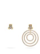 Matchesfashion.com Begum Khan - Mini Me Drip Drop Mismatched Gold-plated Earrings - Womens - Crystal