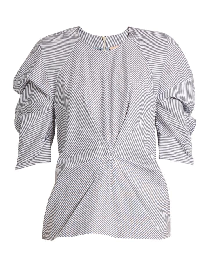 Roksanda Colter Balloon-shoulder Pinstriped Cotton Top