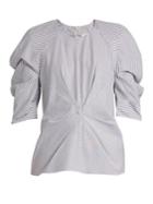Roksanda Colter Balloon-shoulder Pinstriped Cotton Top