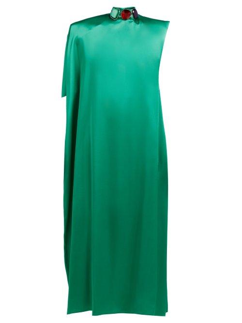 Matchesfashion.com Christopher Kane - Jewel Embellished Satin Kaftan Gown - Womens - Blue