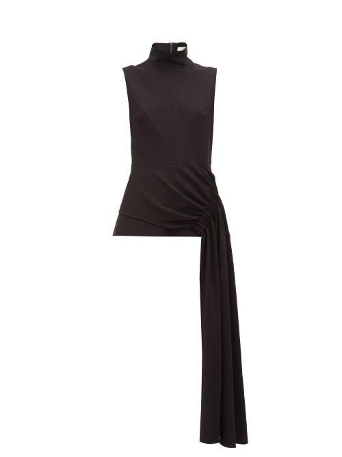 Matchesfashion.com Tibi - Draped Panel Crepe Top - Womens - Black