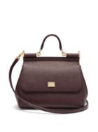 Matchesfashion.com Dolce & Gabbana - Sicily Medium Grained Leather Bag - Womens - Burgundy