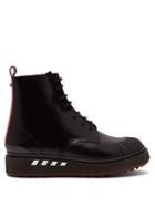Matchesfashion.com Valentino - Leather And Suede Trimmed Ankle Boots - Mens - Black Red