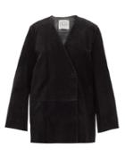 Matchesfashion.com Totme - Oversized Double-breasted Suede Jacket - Womens - Black