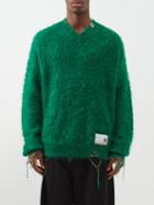 Mihara Yasuhiro - V-neck Distressed Wool-blend Sweater - Mens - Green