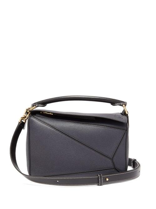 Matchesfashion.com Loewe - Puzzle Small Grained Leather Cross Body Bag - Womens - Dark Blue