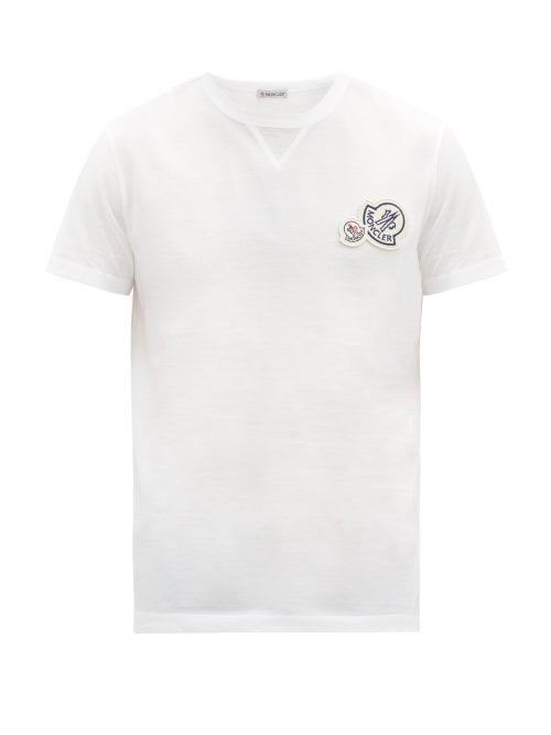 Matchesfashion.com Moncler - Double-logo Cotton-jersey T-shirt - Mens - White