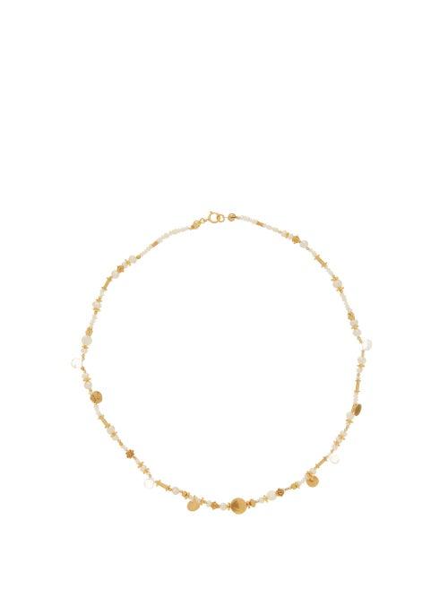 Matchesfashion.com Katerina Makriyianni - Pearl & Labradorite Beaded Gold-vermeil Necklace - Womens - White Multi