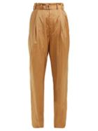 Matchesfashion.com Lemaire - Wide Leg Belted Trousers - Womens - Light Brown