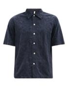 Matchesfashion.com Sunflower - Space Floral-embroidered Cotton-poplin Shirt - Mens - Navy