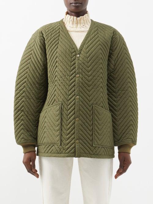 Chimala - Reversible Chevron-quilted Cotton Jacket - Womens - Khaki