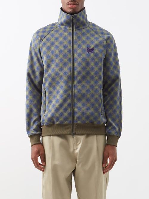 Needles - Butterfly Logo Check-jacquard Track Jacket - Mens - Blue/green