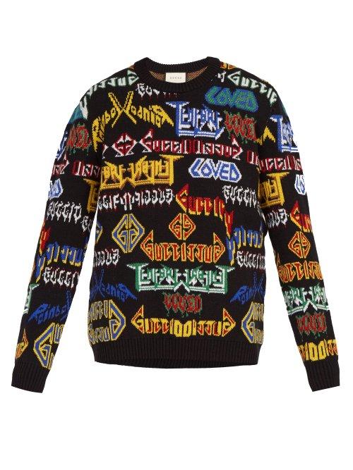 Matchesfashion.com Gucci - Logo Intarsia Wool Sweater - Mens - Multi