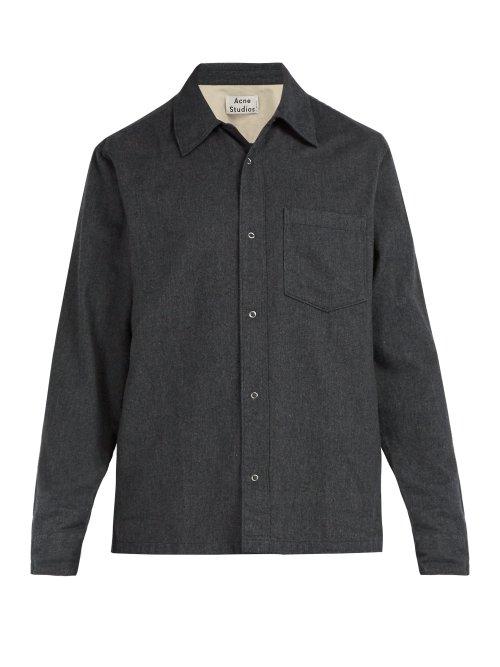 Matchesfashion.com Acne Studios - Long Sleeved Cotton Shirt - Mens - Grey