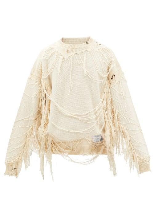 Mihara Yasuhiro - Distressed Cotton-blend Sweater - Mens - White