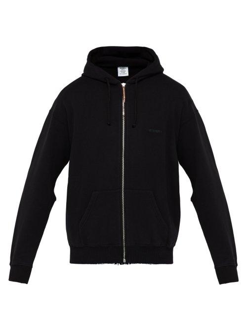 Matchesfashion.com Vetements - Logo Embroidered Cut Out Hooded Sweatshirt - Mens - Black