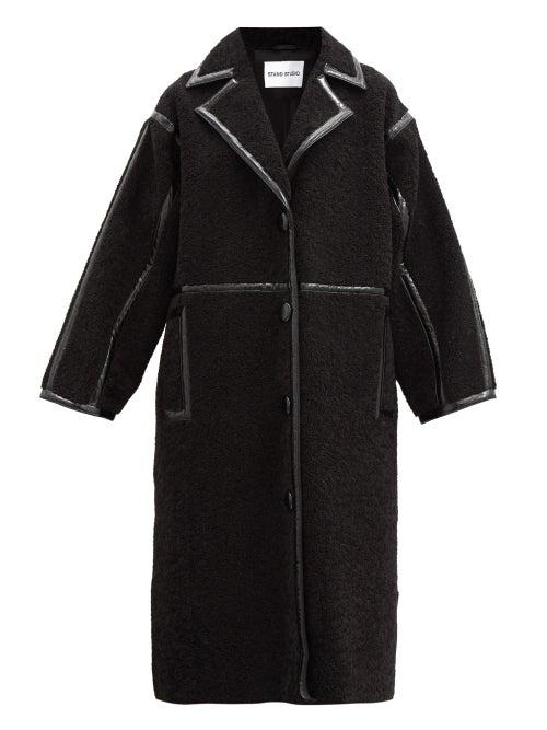 Matchesfashion.com Stand Studio - June Patent-bound Faux-shearling Teddy Coat - Womens - Black