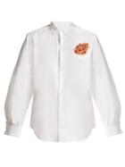 Toga Point-collar Bead-embellished Cotton-poplin Shirt