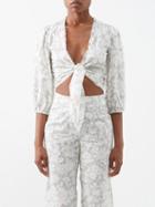 Loup Charmant - Carta Cotton Crop Top - Womens - Floral