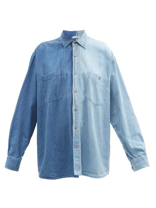 E.l.v. Denim - The Twin Contrast Two-tone Denim Shirt - Womens - Light Blue