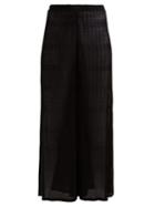 Matchesfashion.com Missoni Mare - Zigzag Crochet Knit Wide Leg Trousers - Womens - Black