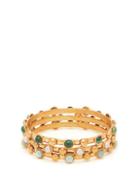 Matchesfashion.com Sylvia Toledano - Set Of Three Gemstone 24kt Gold Plated Bracelets - Womens - Multi